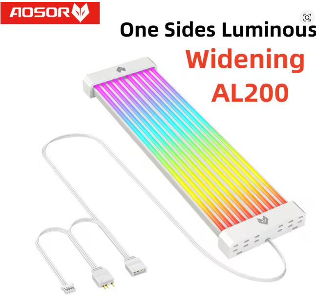AOSOR AL200 ARGB LED Light Strip for 24PIN Motherboard Power Extension Cable Aura Sync Flexible LED Strip Light