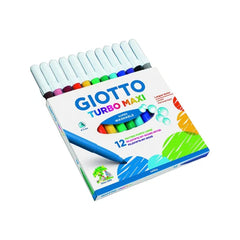 GIOTTO Turbo Maxi Super Washable Felt Tip Fibre Pens, Large Nib 5mm, Pack o 12