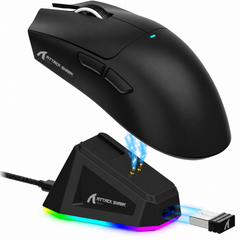 ATTACK SHARK X11 Tri-Mode Wireless Gaming Mouse Black with RGB Charging Dock