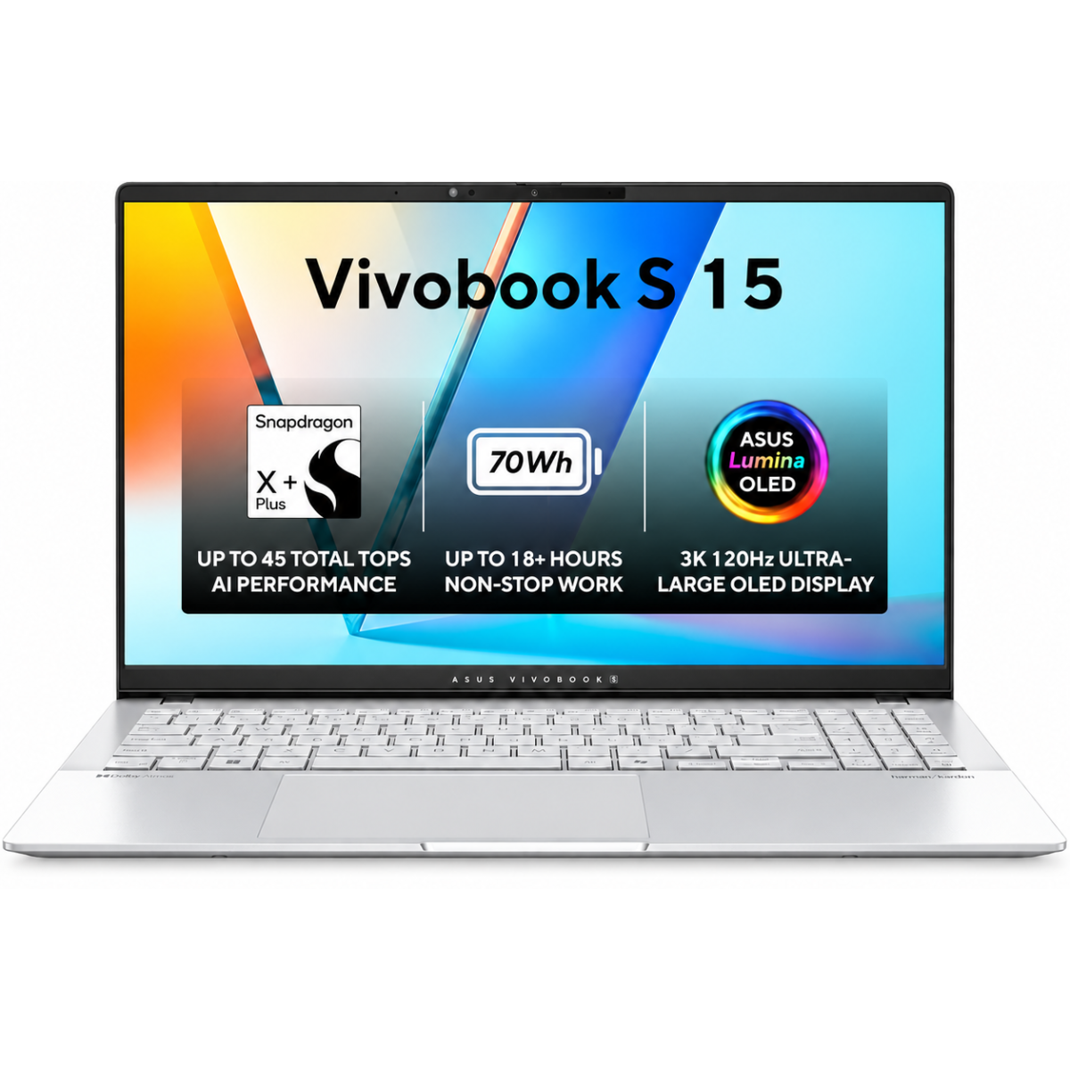 ASUS Vivobook S 15 S5507QA-MA007W Snapdragon X Plus 16GB 1TB 15.6-inch 3K OLED 120Hz - Cool Silver