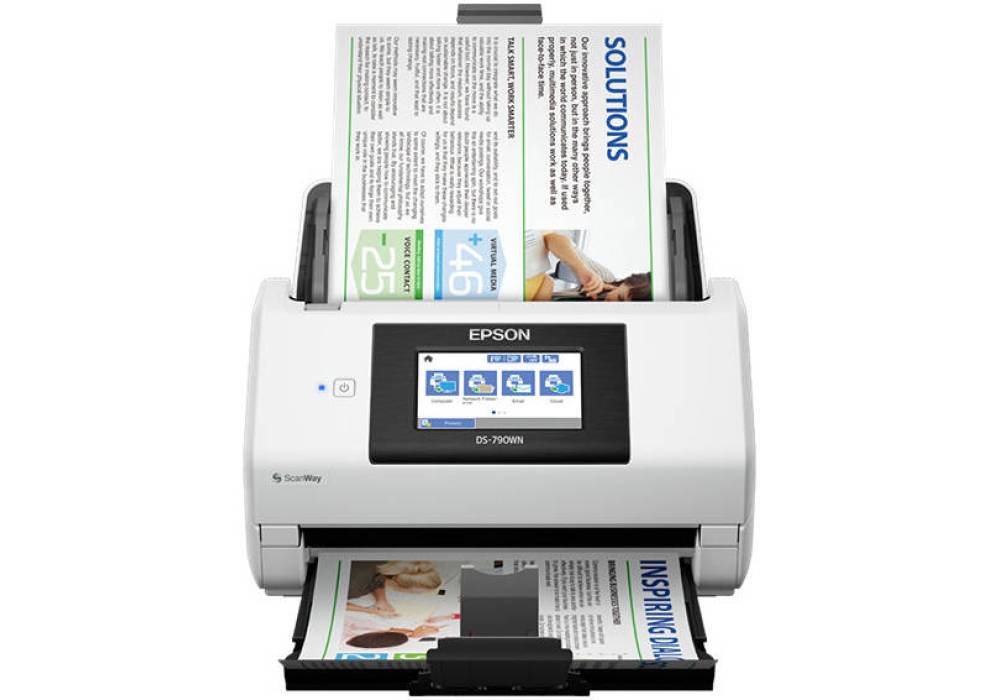Epson WorkForce DS-790WN Scanner, 45 PPM Simplex & 90 IPM Duplex Scan Speed, 100 Sheets ADF, 600 DPI Resolution, Optical Character Recognition (OCR)