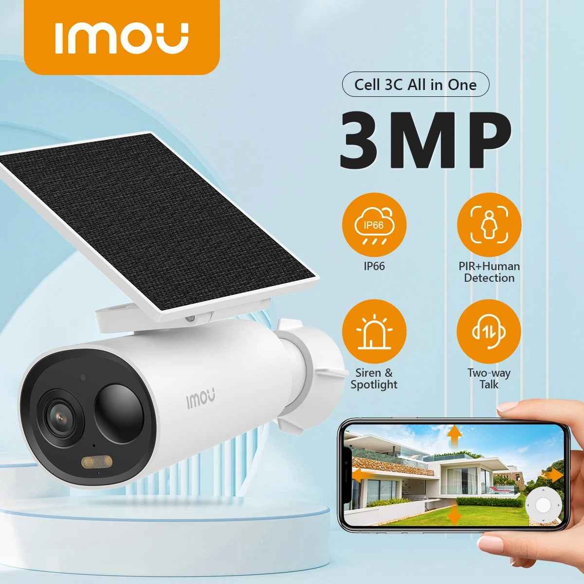 Imou Cell 3c All In One Solar Powered Security Camera Outdoor Wireless Wifi Camera Battery Camera Two Way Talk Surveillance