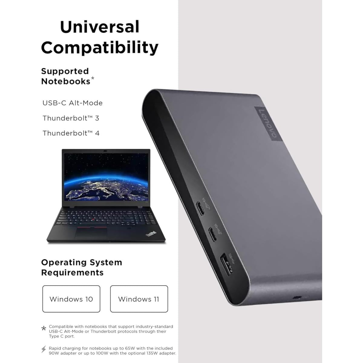 Lenovo 65w 90w USB HDMI laptop Docking Station Universal Business (1 Dp 1.4 2.0)
