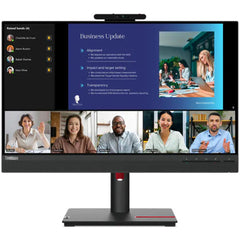 Lenovo ThinkVision T24mv-30 24" IPS Full HD 75Hz Conferencing Monitor Adjustable Stand Built In 5MP IR+RGB Webcam & Speakers & Mic w/ HDMI 2.1, DP, USB C & USB Hub