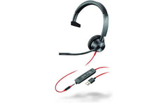 Poly Blackwire 3315 Wired Usb Type A & Wired Usb Type C & 3.5 Mm One Ear Boom Mic Noise & Echo Reduion For Mobile , Pc & Mac Works With Teams (certified)
