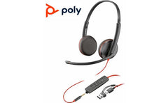 Poly Blackwire 3325 Wired Dual Ear Boom Mic Usb C & Usb A & 3.5mm Noise Canceling Mic For Pc & Mac & Mobile Works With Teams (certified)