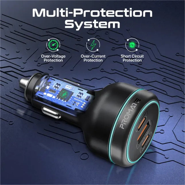 Promate PowerDrive-230W Car Charger with Dual Power Delivery