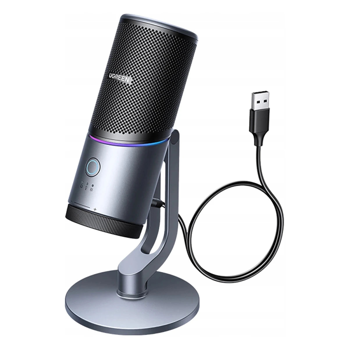 UGREEN CM769 USB Condenser Microphone with RGB, 24-bit/96 kHz & Cardioid Pickup – Dark Gray