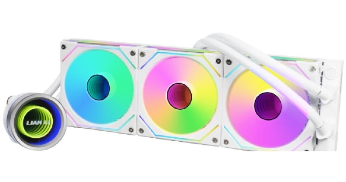 Lian Li TRINITY II 360 (White) ARGB AIO Ultra-Performance CPU Liquid Cooler, UNI FAN SL-INF Edition Daisy-Chainable Pre-installed Design Fans, 3 Types Of Pump Cover, Improved Pump Tube & Plate Design & Performance
