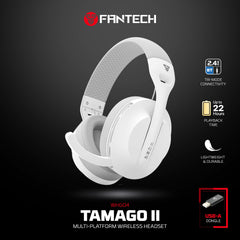 FANTECH WHG04 TAMAGO II Multi-Platform Wireless Gaming Headset White - CompuMe