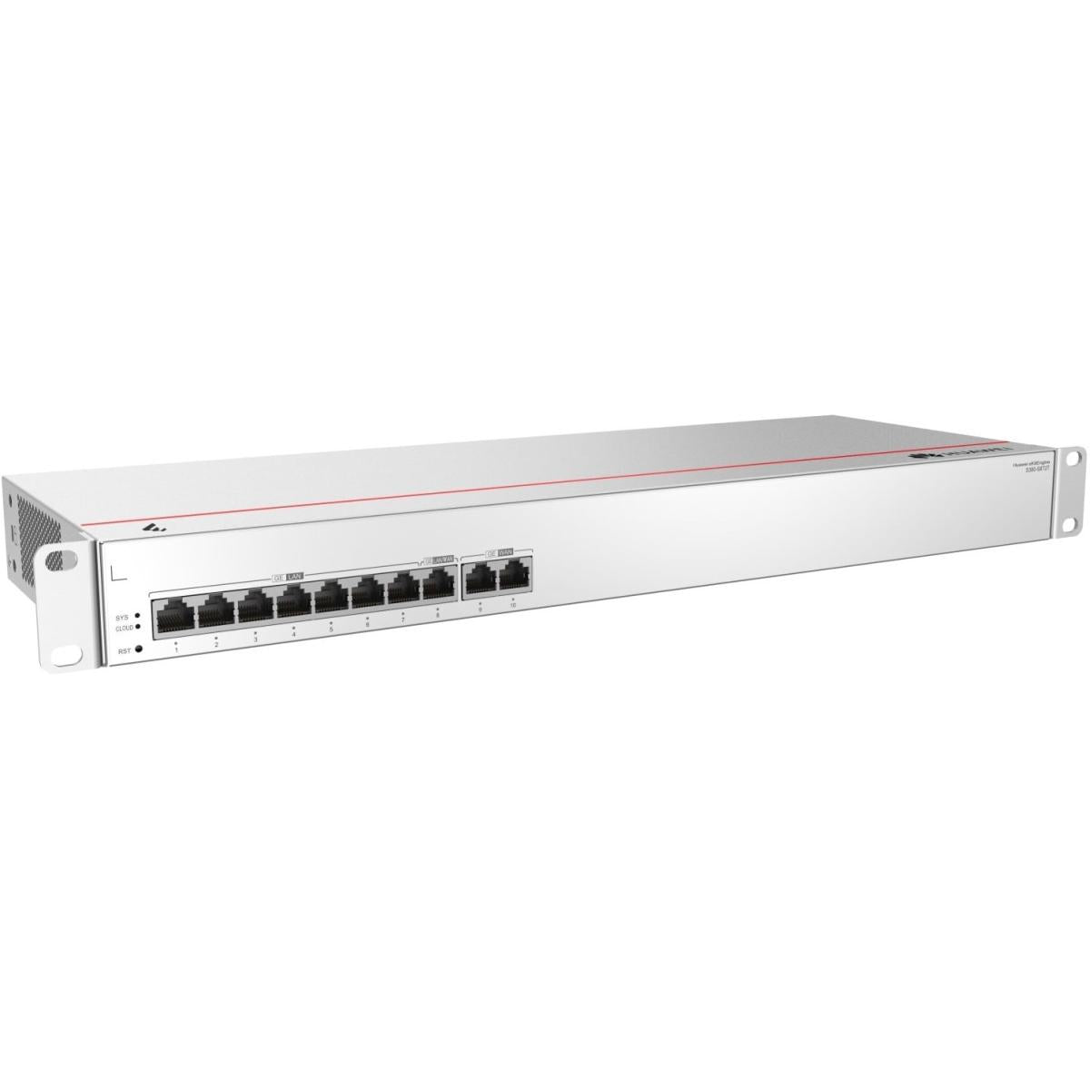 Huawei Gateway S380 S8t2t, 2*ge Wan, 8xge Lan, 1u Form Faor, 512 Mb Ddr4 Ram, Metal, Ac Built In, Ip20 Built In Surge Proteion, Gray