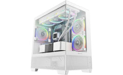 DeepCool CG380 3F Panoramic ATX Mid-Tower Case 3x Pre Installed ARGB Fans , Support Back Connectors & Up to 360mm +240mm Radiators, Front 2x USB3.0 1x USB C , White