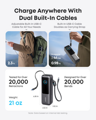 ANKER POWER BANK 25K 165W BUILT IN USB-C AND RETRACTABLE CABLE