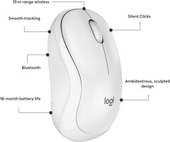Logitech M240 Silent Bluetooth Mouse with Comfortable Shape - Off White