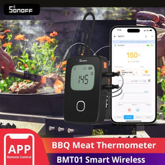 SONOFF BMT01 BBQ Meat Thermometer Wireless Smart Grilling Tool Cooking Temperature Alerts Timer Reminder Temp Chart EWeLink APP