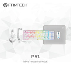 FANTECH P51 5-IN-1 WHITE COMBO Keyboard+ Mouse + Mousepad + Headset + Headset stand