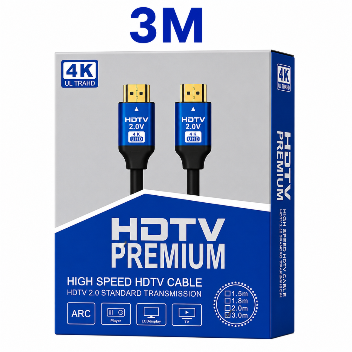 HDMI 2.0 Premium High-Speed 4K UHD Cable 3M with ARC Support | HDMI Cable