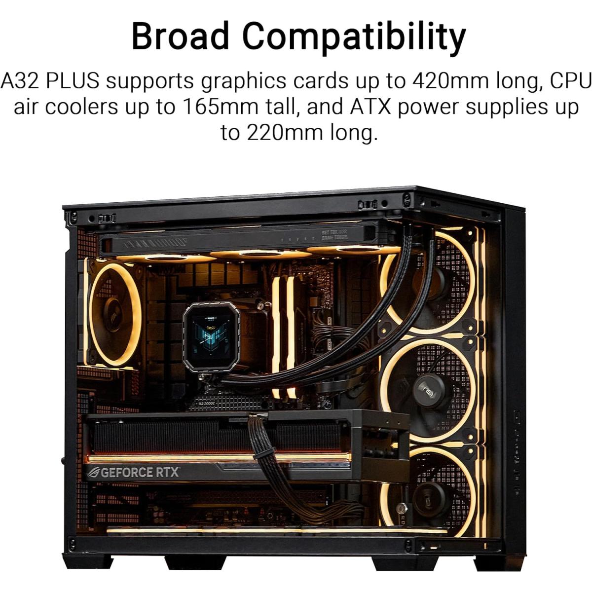 ASUS USB 3.2 ARGB PC case for desktop computer builds and component installation