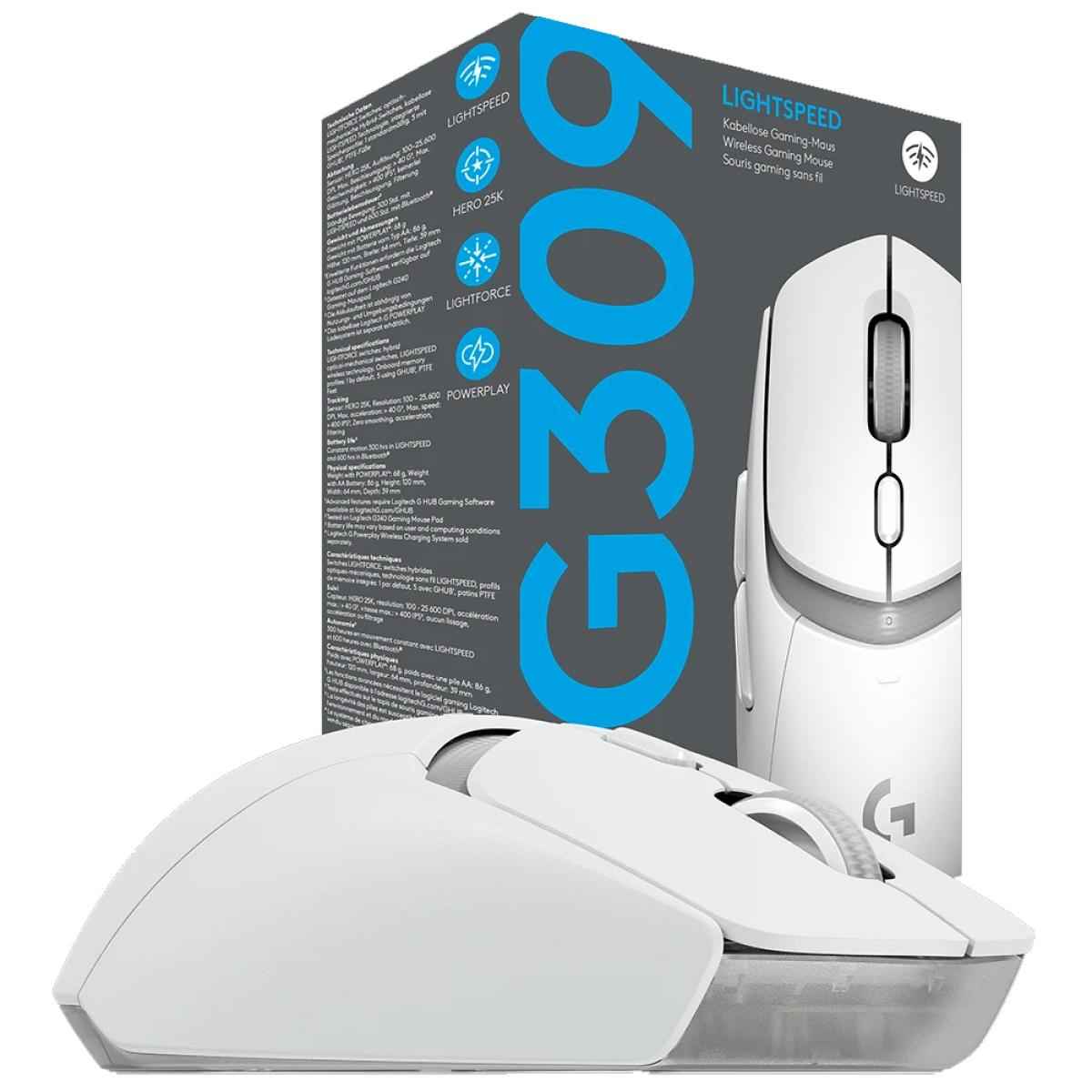Logitech G309 Lightspeed Wireless Gaming Mouse, Lightweight, Lightforce Hybrid Switches, Hero 25k Sensor, 86g & 300+ Hr Battery Life With Aa Battery, 6 Programmable Buttons, Pc & Mac White