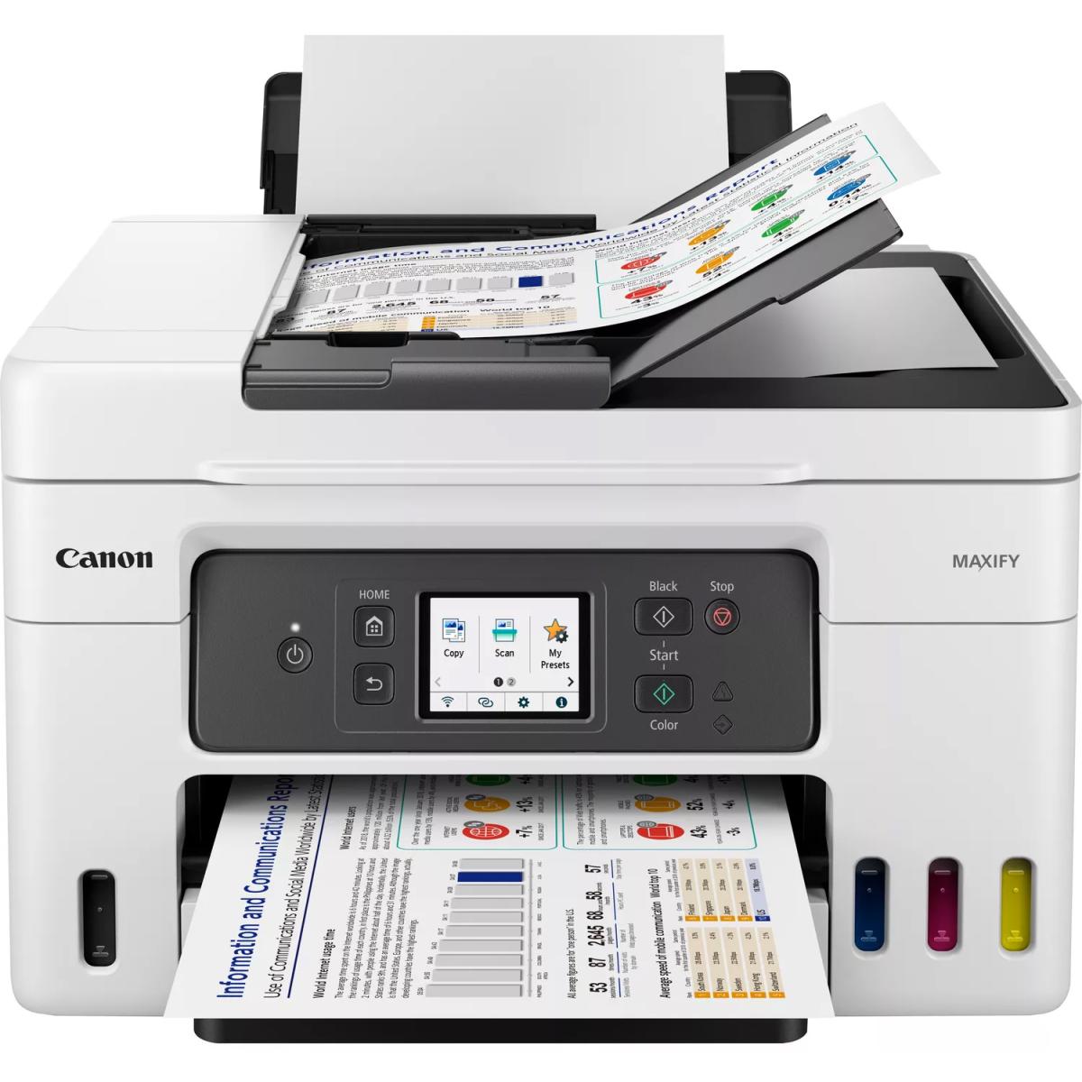 Canon Maxify Gx4040 Ink Tank All In One Wireless & Network Multi Funion Machine (copy/print/scan/fax) W/ Automatic Document Feeder White - CompuMe