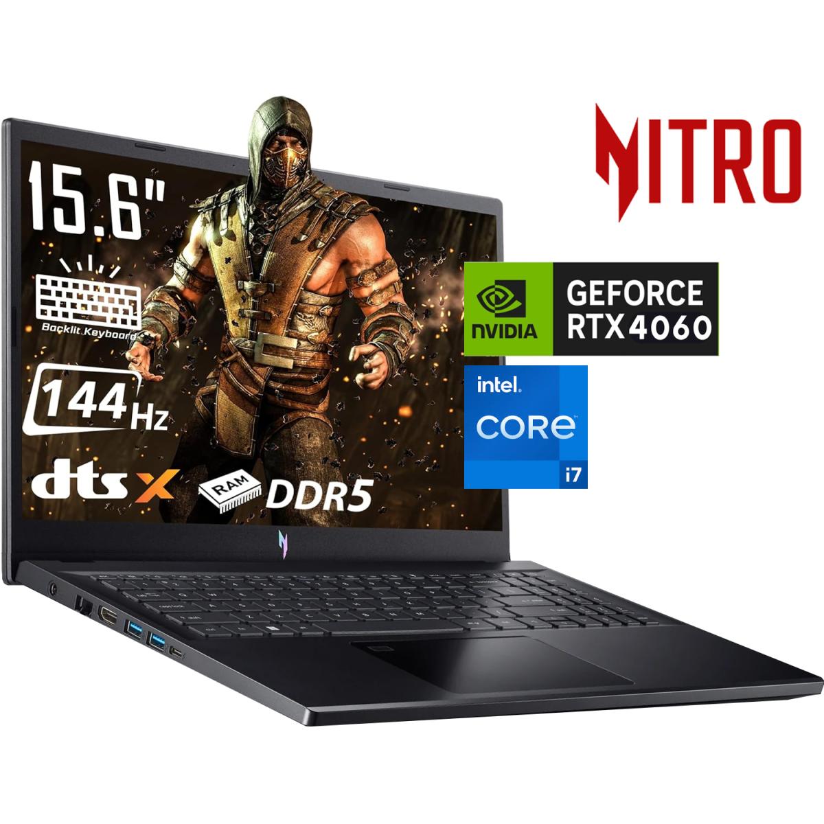 Acer Nitro V 15 (2023) Anv15 51 791w 13gen Intel Core I7 10 Cores W/ Ddr5 Memory & Nvidia Rtx 4060 8gb & 165hz Display Black - CompuMe