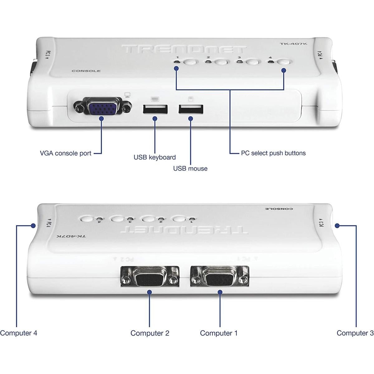 Trendnet Tk 407k 4 Port Usb Kvm Switch Kit Vga & Usb Conneions Cabling Included Control Up To 4 Computers For Window, Linux, & Mac Trendnet Tk 407k 4 Port Usb Kvm Switch Kit Vga & Usb Conneions Cabling Included Control Up To 4 Computers For Window, Linux, & Mac
