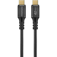 Promate PowerBolt240-2M USB-C Cable Ultra-Fast 240W Power Delivery Thunderbolt 3 w/ 8K Display Nylon Braided 2M Cord & 40Gbps Transfer Speed - Black