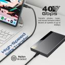 Promate PowerBolt240-1M Durable USB-C Cable Ultra-Fast 240W Power Delivery Thunderbolt 3 w/ 8K Display Nylon Braided 1M Cord & 40Gbps Transfer Speed