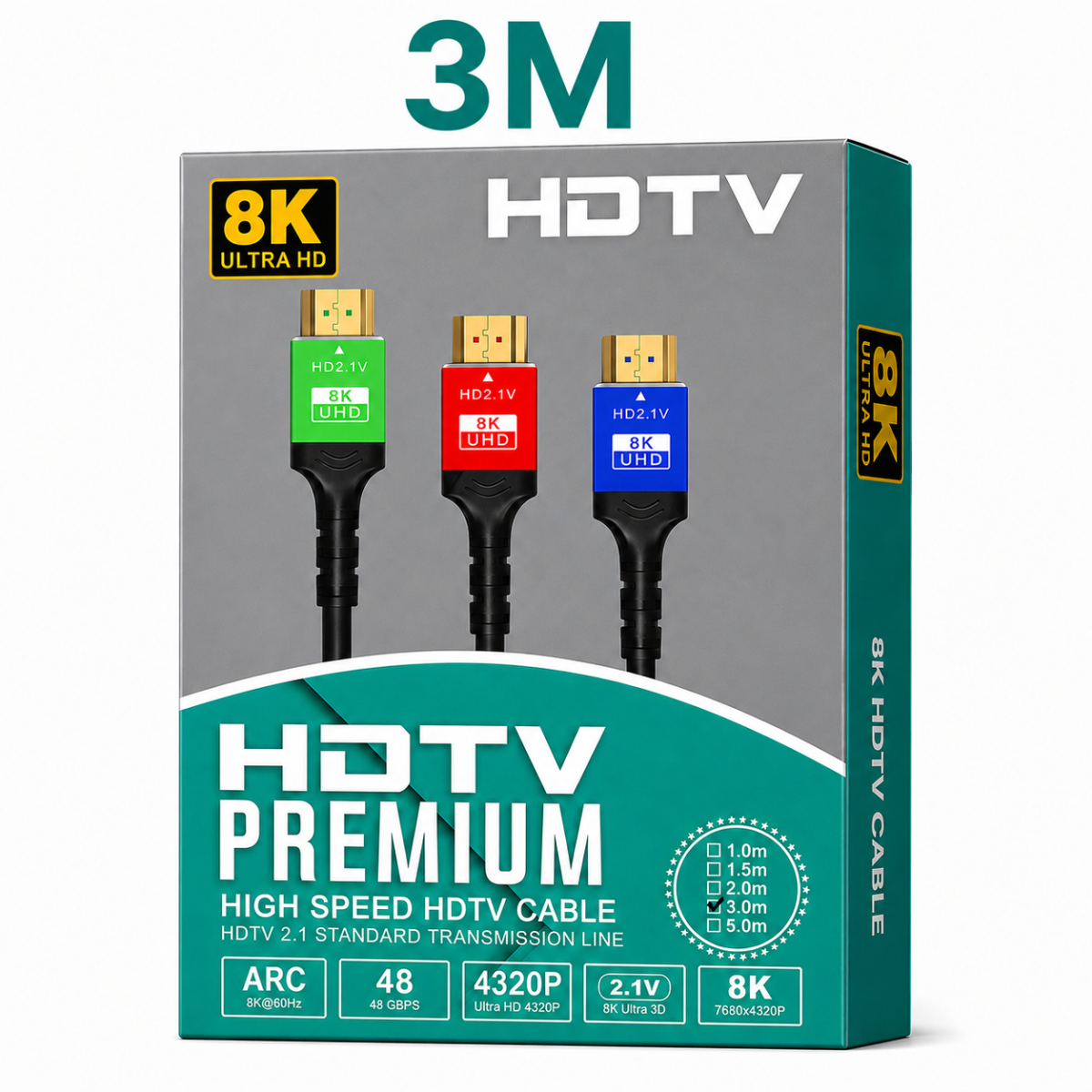 Premium HDMI 2.1 Cable 3M 8K Ultra HD High Speed