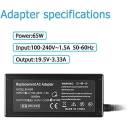 65W AC Charger – Compatible with HP EliteDesk, ProDesk, Pavilion, ProBook Series, 7.4×5.0mm Connector