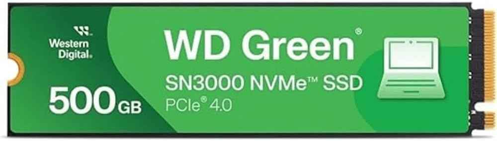 500GB WD Green SN3000 NVMe Internal SSD - Solid State Drive - Gen4 PCIe, M.2 2280, Up to 5,000 MB/s - WDS500G4G0E