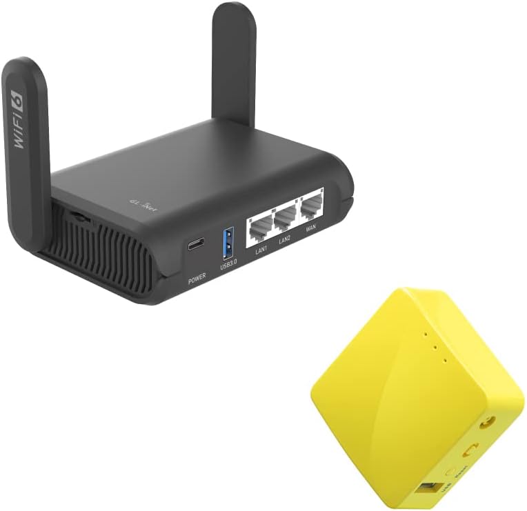 GL-AXT1800 (Slate AX) Pocket-Sized Wi-Fi 6 Gigabit Travel Router & GL.iNet GL-MT300N-V2(Mango) Portable Mini Travel Wireless Pocket VPN Router
