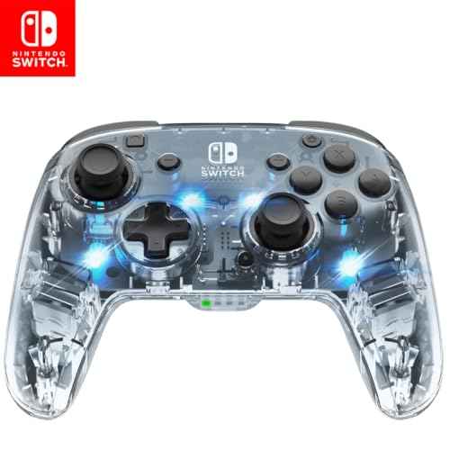 Afterglow Wireless RGB Controller - Nintendo Switch/Switch Lite/Switch - OLED Model, Nintendo Switch 2, Prismatic LED Lighting, Full Motion Control Gamepad, Customizable Paddle Buttons, Rechargeable Battery, Translucent