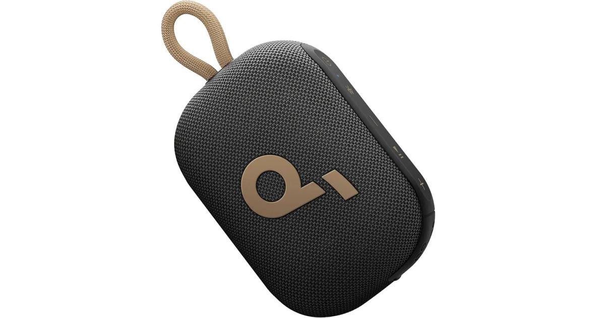 Soundcore Select 4 Go Bluetooth Shower Speaker by Anker, IP67 Waterproof, Ultra-Portable Speaker, Wireless, Powerful Sound, for Outdoors/Home/Travel (Black,Gold)
