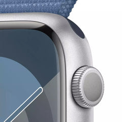 Apple Watch Series 9 GPS 45mm, Silver Aluminium Case with Light Blue Sport Loop, Apple Replacement - MR9F3QA
