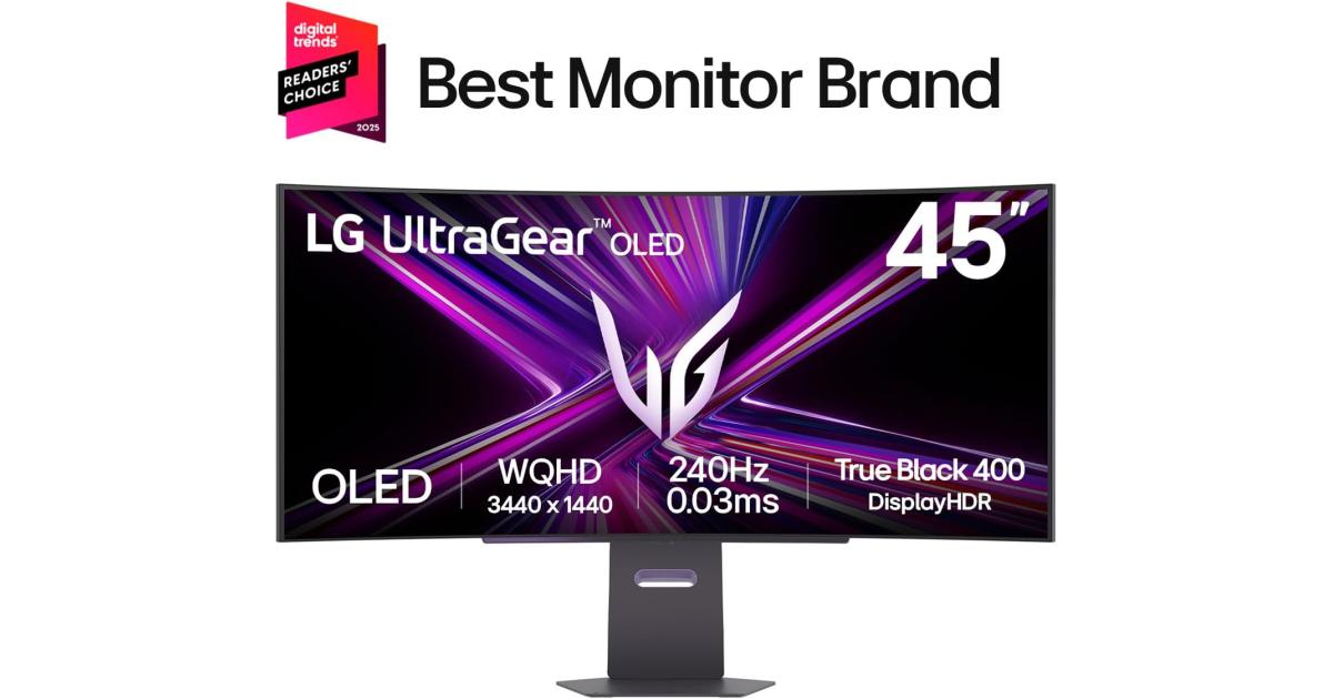 LG 45GX950A-B UltraGear™ 45” OLED 5K2K WUHD Gaming Monitor – 165Hz / 330Hz Dual Mode, 0.03 ms, G-SYNC & FreeSync Premium Pro
