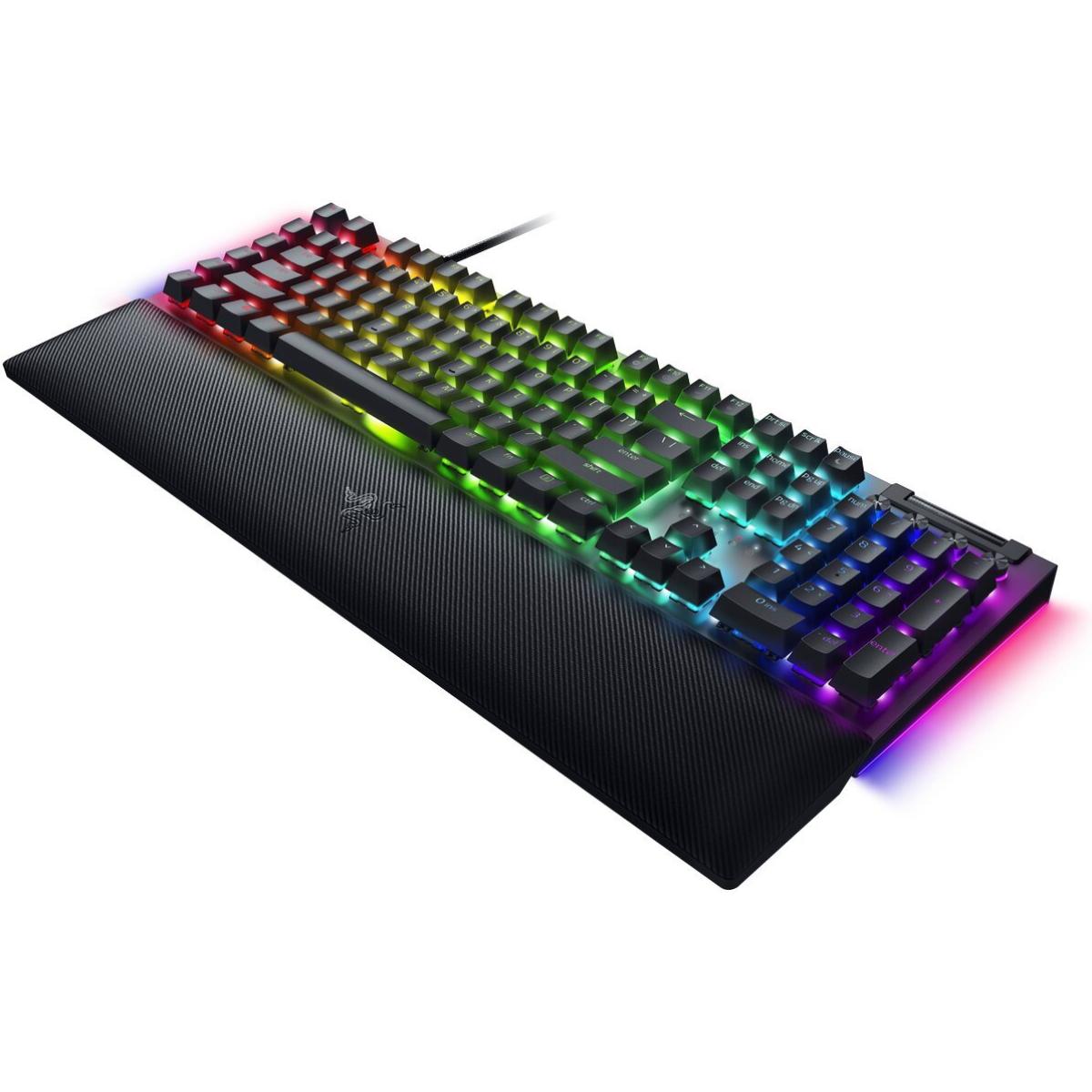 Razer BlackWidow V4 Mechanical 6 Dedicated Macro Keys Magnetic Wrist Rest Doubleshot ABS Keycaps Green Switches - Black