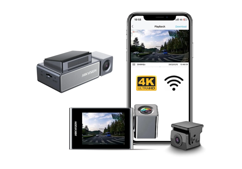 Hikvision AE-DC8222-C8 PRO (4K) - Dual-Channel Dash Camera, 4K Front + 1080P Rear, GPS, Wi-Fi, ADAS, Speech Recognition