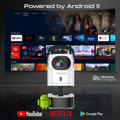 Promate Beamer-A250 4K Ultra HD Wireless LCD Projector with Built-In Speaker & Monopod Stand