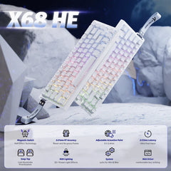 ATTACK SHARK X68 HE Rapid Trigger Mechanical Gaming Keyboard 60% Wired TKL with Adjustable Actuation,Hall Effect Magnetic Switch,8KHz Polling Rate,RGB Backlit,Top Mount for PC Mac Esport Gamer(White))