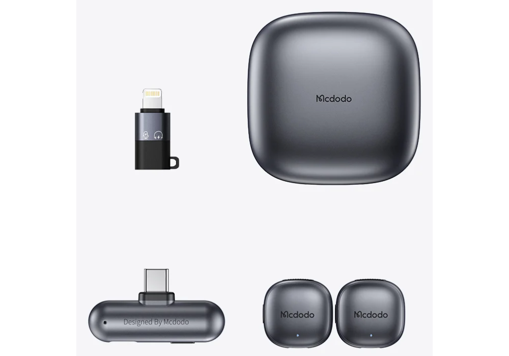Mcdodo ClearSync MP-545 - Wireless Microphone with AI Noise Cancelling, USB‑C & Lightning Dual Compatibility, 2.4GHz Low‑Latency Transmission, Compact Charging Case - 18 Months Warranty