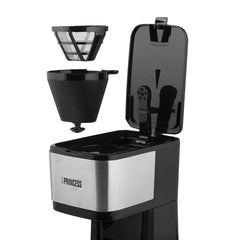 Princess Filter Coffee Maker Compact, 8Volume, 0.75Lit, Suitable For 8 Cup, 600Watts, Black - 01.246030.01.001