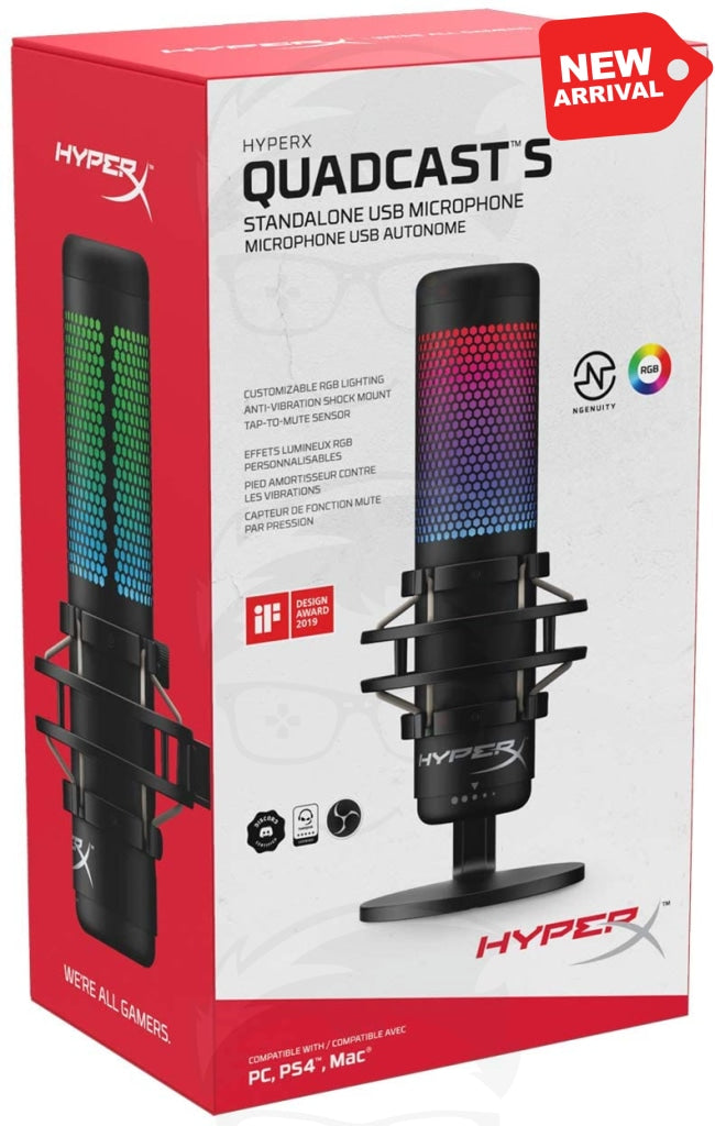 HyperX QuadCast S – RGB USB Condenser Microphone for PC, PS4, PS5 and Mac