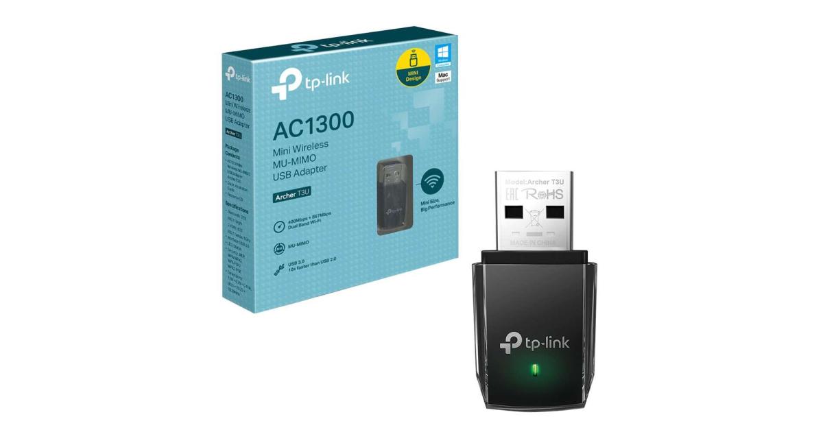 TP-Link T3U AC1300 - USB 3.0 Mini WiFi Adapter 2.4G/5G Dual Band Wireless Network Adapter for PC Desktop