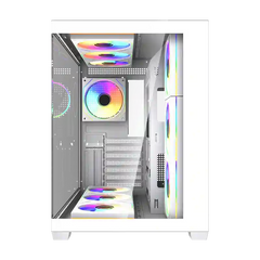 Fantech CG85X Lumina X Tempered Glass Mid Tower Gaming Case White - (6ARGB Fans)