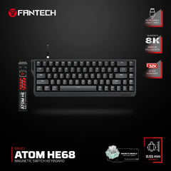 Fantech Atom He68 Mk811 Wired Magnetic Gaming Keyboard Black (8k Polling Rate) Magnetic Emerald Switch