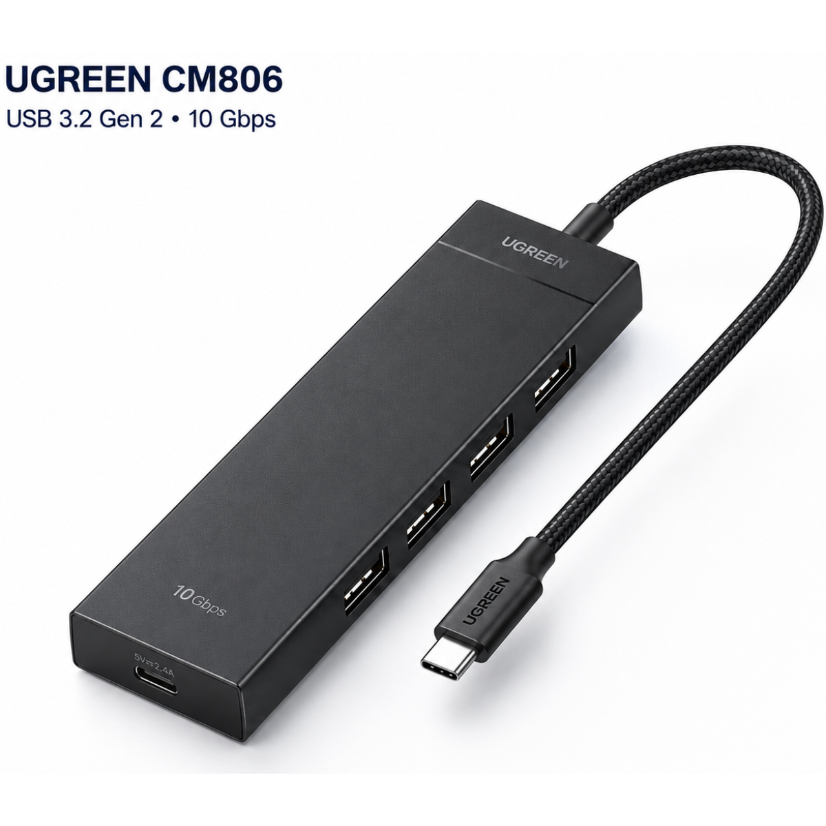 UGREEN CM806 USB 3.2 Gen 2 4-Port USB-C Hub 10Gbps - Black