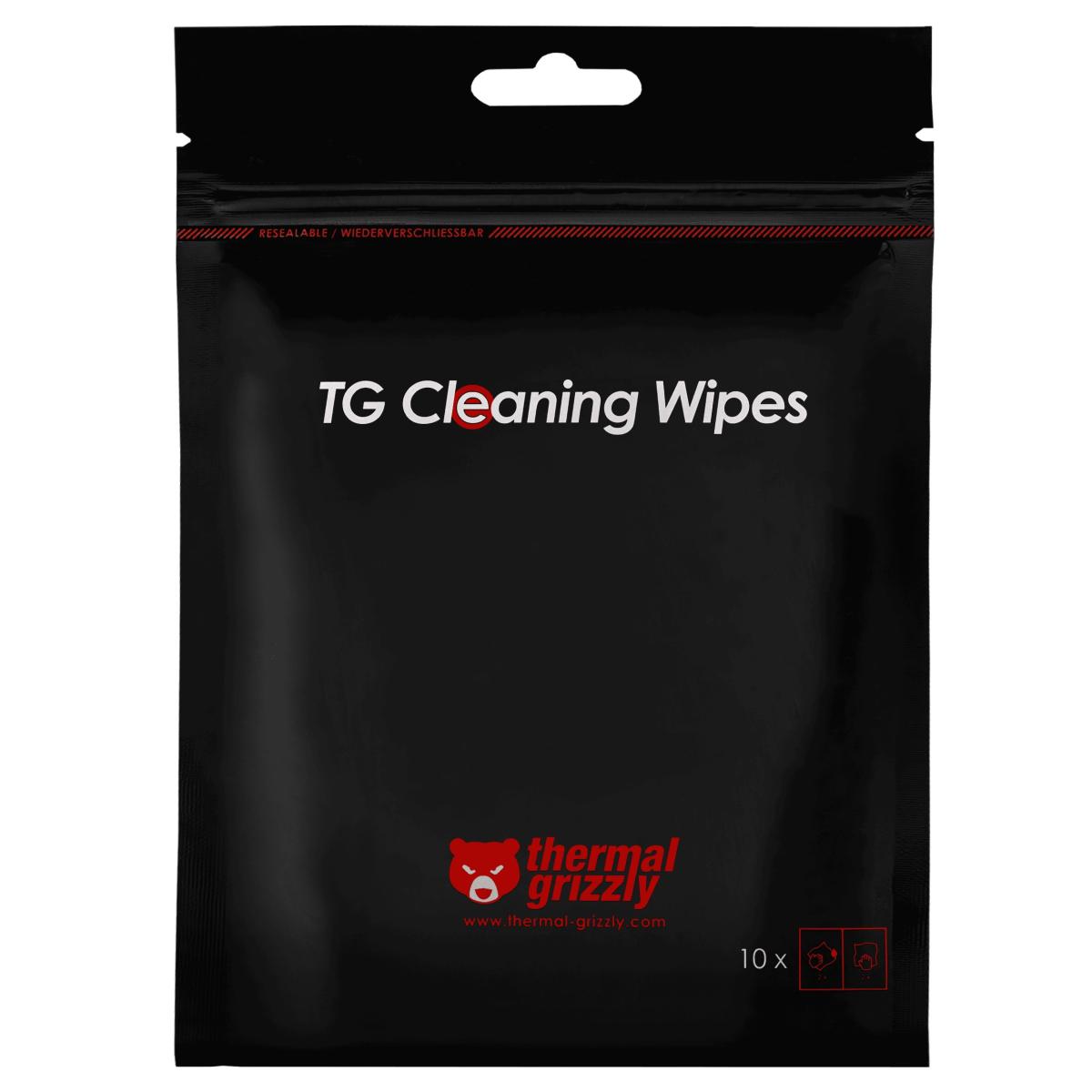 Thermal Grizzly Cleaning Wipes 10 Packs, Cleaning Cloths For Surfaces w/ Thermal Conductive Materials | TG-CW-10 | - CompuMe