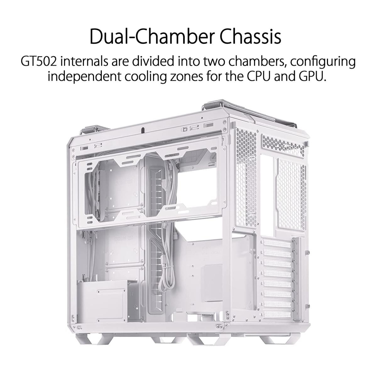 Asus Tuf Gt502 Mid Tower Dual Chamber Design Independent Cooling Zones For The Cpu & Gpu Tool Free Side Panels Usb 3.2 Gen 2 Type C White Asus Tuf Gt502 Mid Tower Dual Chamber Design Independent Cooling Zones For The Cpu & Gpu Tool Free Side Panels Usb 3.2 Gen 2 Type C White