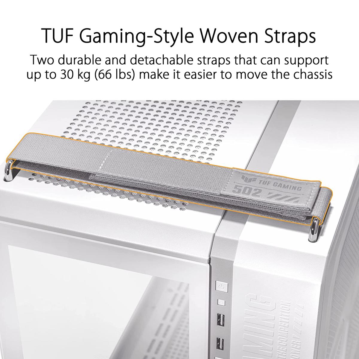 Asus Tuf Gt502 Mid Tower Dual Chamber Design Independent Cooling Zones For The Cpu & Gpu Tool Free Side Panels Usb 3.2 Gen 2 Type C White
